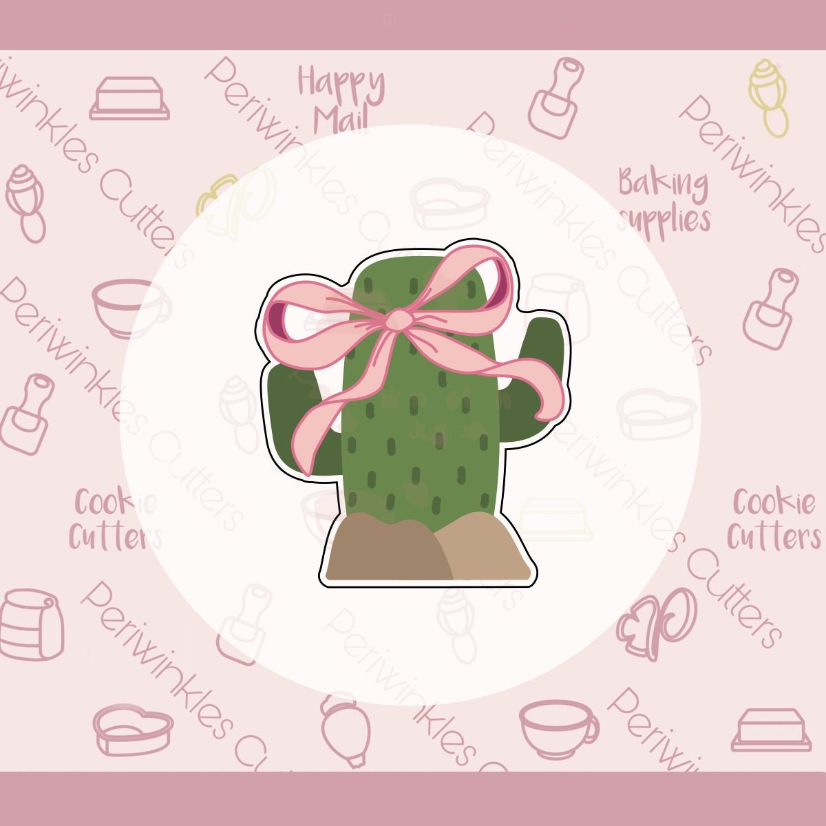 Coquette Cactus Cookie Cutter - Periwinkles Cutters Cookie Cutter