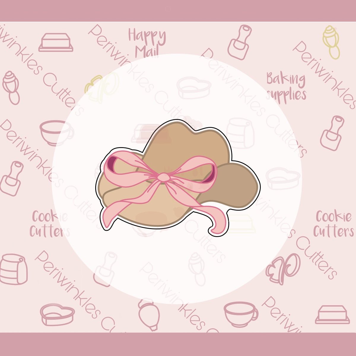 Coquette Cowgirl Hat Cookie Cutter - Periwinkles Cutters Cookie Cutter