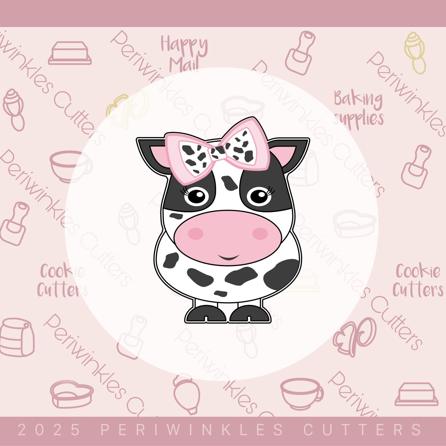 Girl Baby Cow Cookie Cutter - Periwinkles Cutters Cookie Cutter