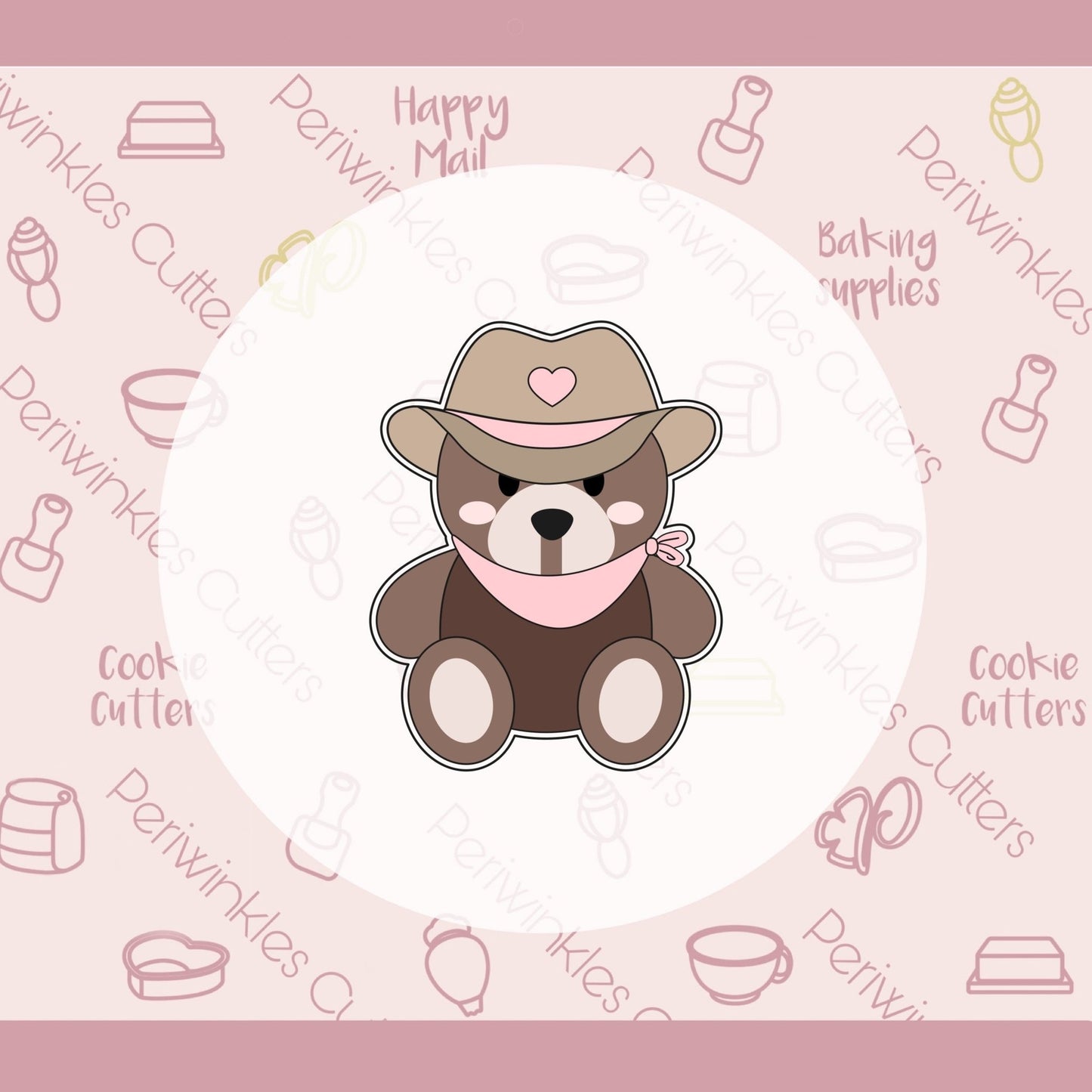Howdy Bear Cookie Cutter - Periwinkles Cutters Cookie Cutter