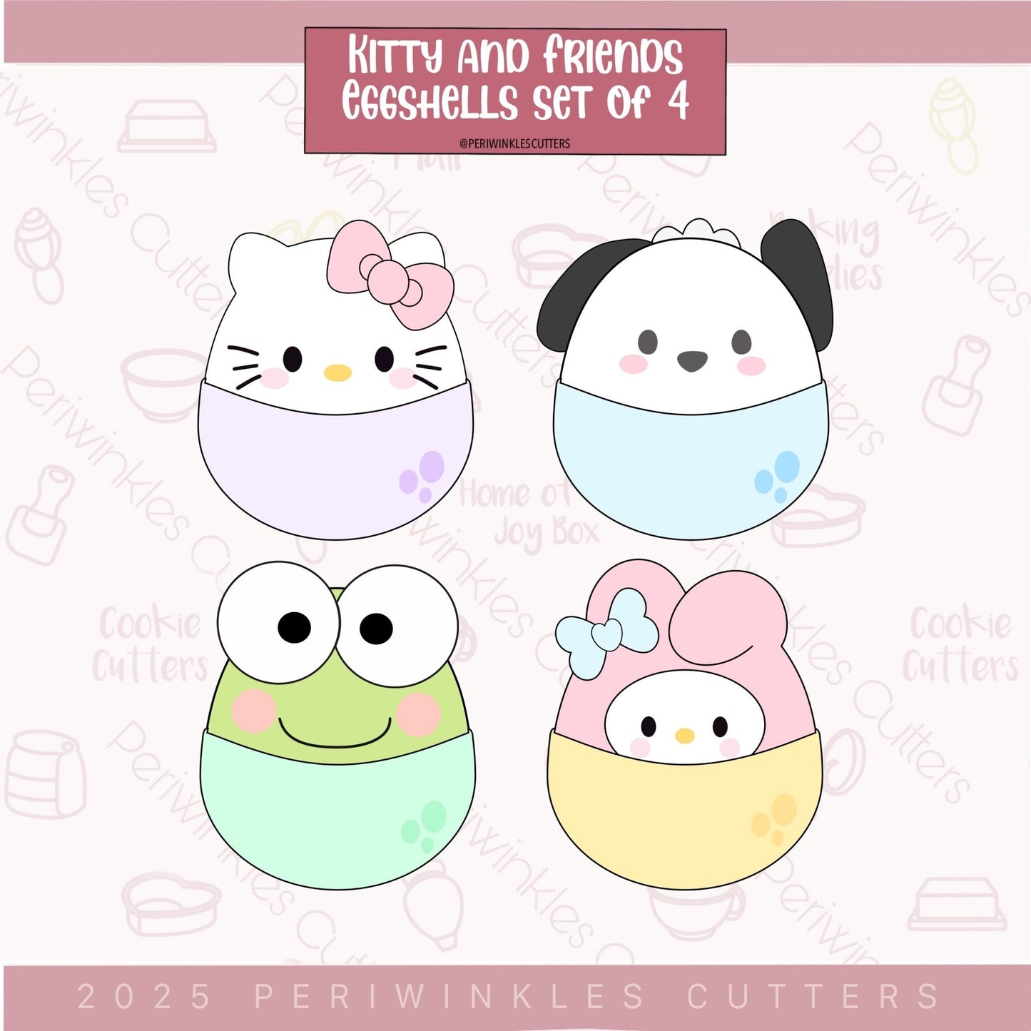 Kitty and Friends Easter Egg Set of 4 Cookie Cutter - Periwinkles Cutters Cookie Cutter