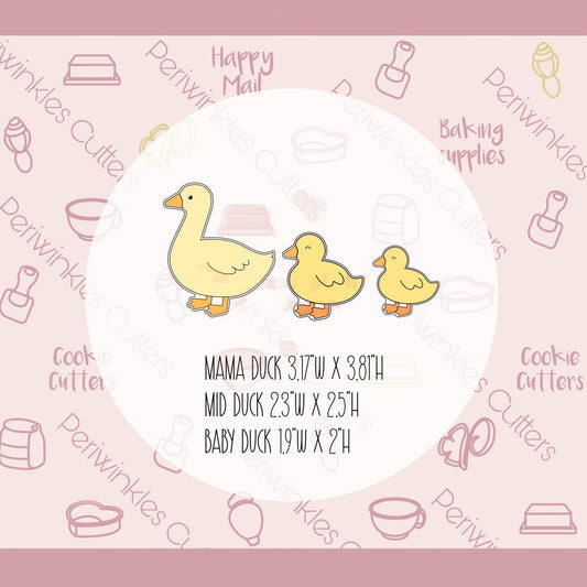 Mama Duck and Duckies 3 Pieces Cookie Cutter - Periwinkles Cutters Cookie Cutter