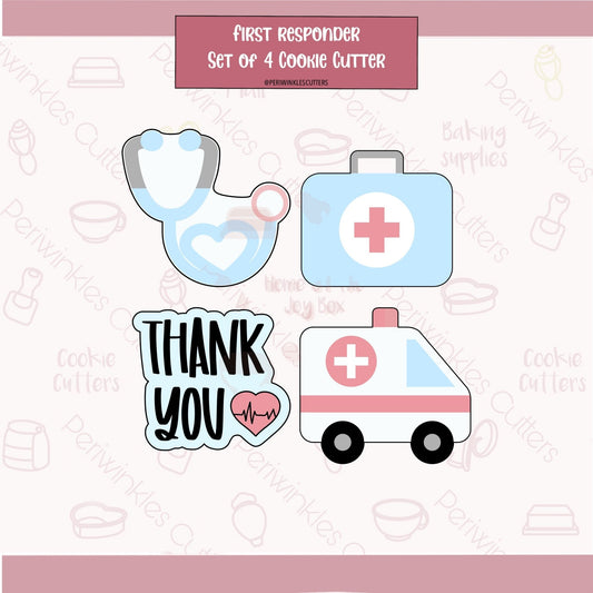 Medical Set of 4 Mini Cookie Cutter - Periwinkles Cutters Cookie Cutter