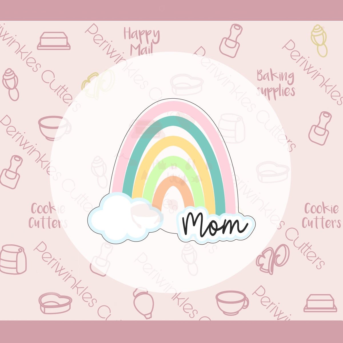Rainbow Mom Cookie Cutter - Periwinkles Cutters Cookie Cutter
