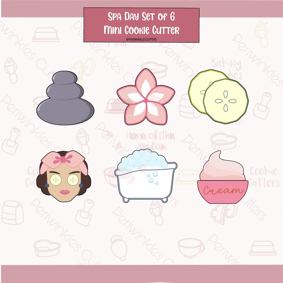 Spa Day Set of 6 Mini Cookie Cutter - Periwinkles Cutters Cookie Cutter