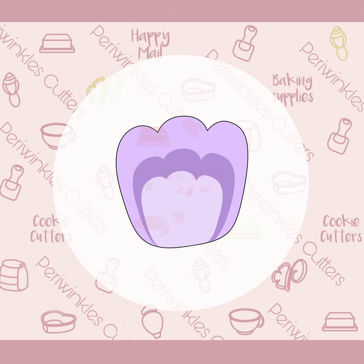 Square Tulip Cookie Cutter - Periwinkles Cutters Cookie Cutter