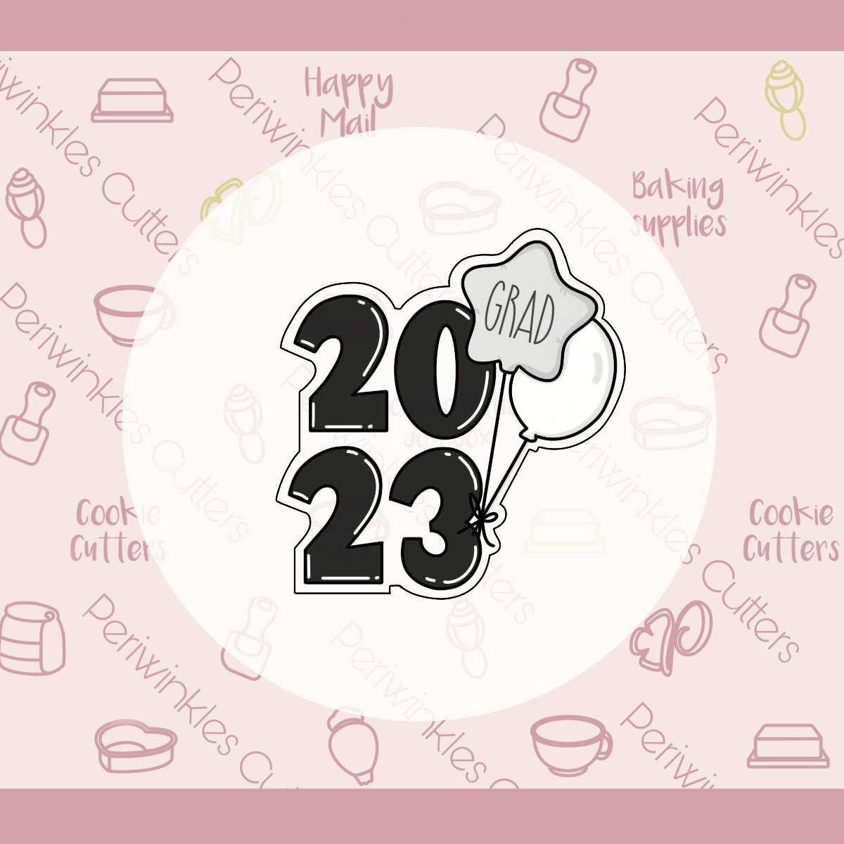 2023 Graduation Balloons Cookie Cutter - Periwinkles Cutters