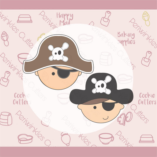 Pirate Head 2 Cookie Cutter - Periwinkles Cookie Cutters