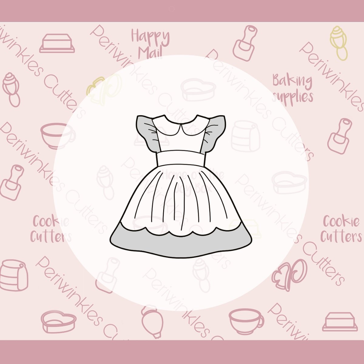 Alice Dress 2 Cookie Cutter - Periwinkles Cutters