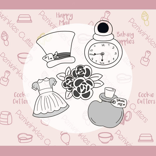 Alice Mini Set of 5 Cookie Cutter - Periwinkles Cutters