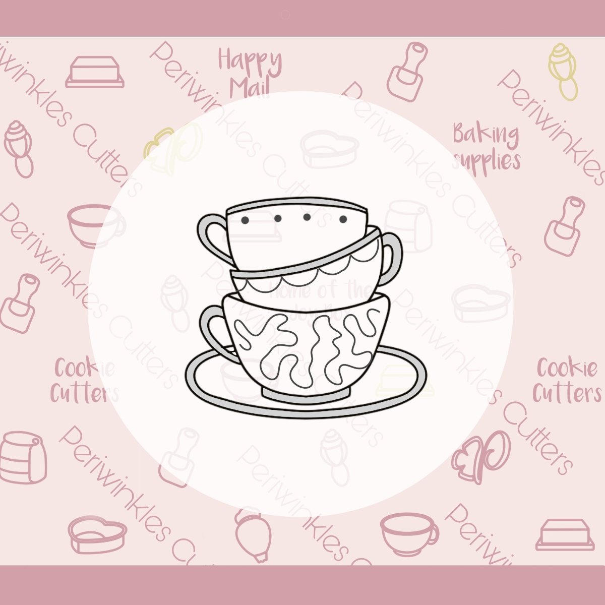 Alice Stack of Teacups Cookie Cutter - Periwinkles Cutters