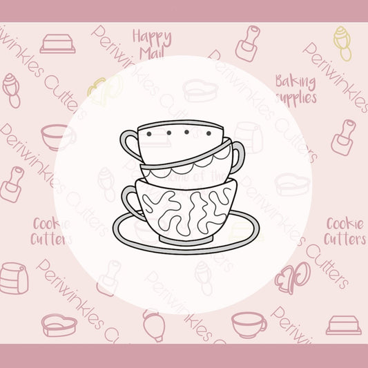 Alice Stack of Teacups Cookie Cutter - Periwinkles Cutters