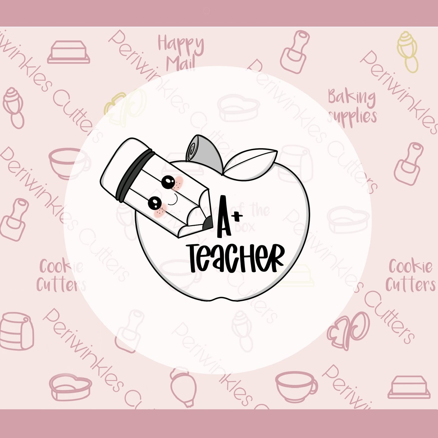 Apple Plus Teacher Cookie Cutter - Periwinkles Cutters