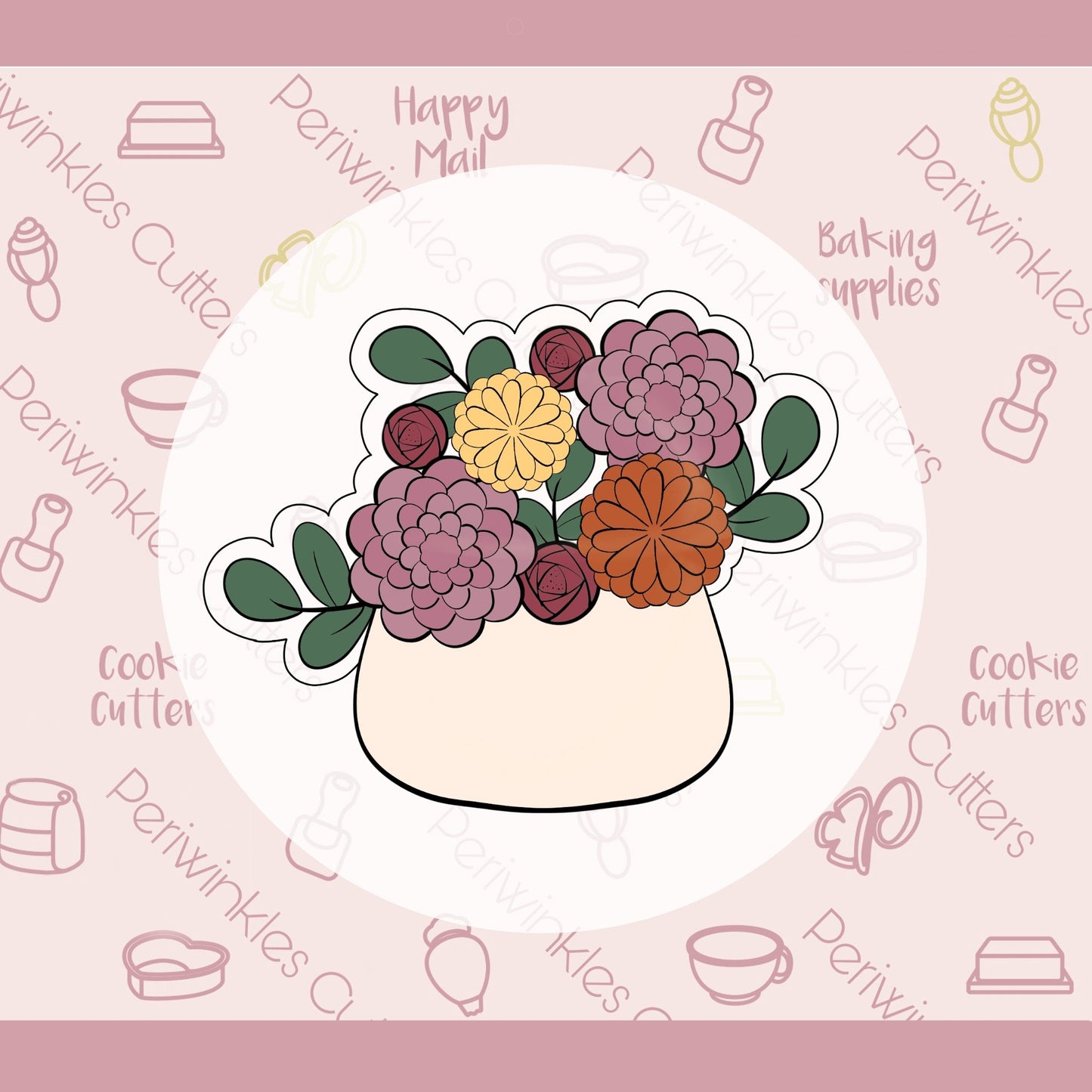 Autumn Cachepot Vase Cookie Cutter - Periwinkles Cutters