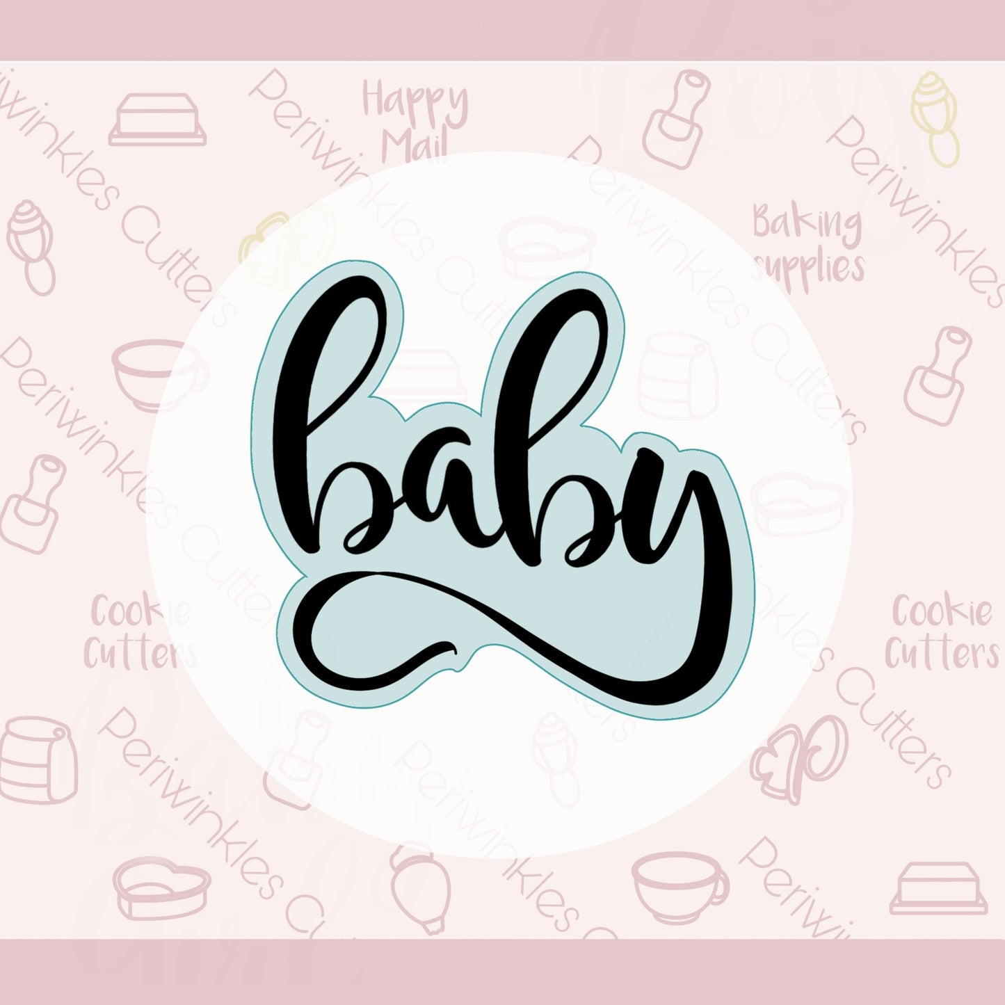 Baby Hand Lettered Plaque Cookie Cutter - Periwinkles Cutters