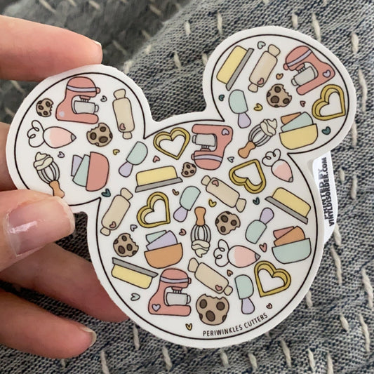 Baking Stuff Mouse Head Sticker - Periwinkles Cutters