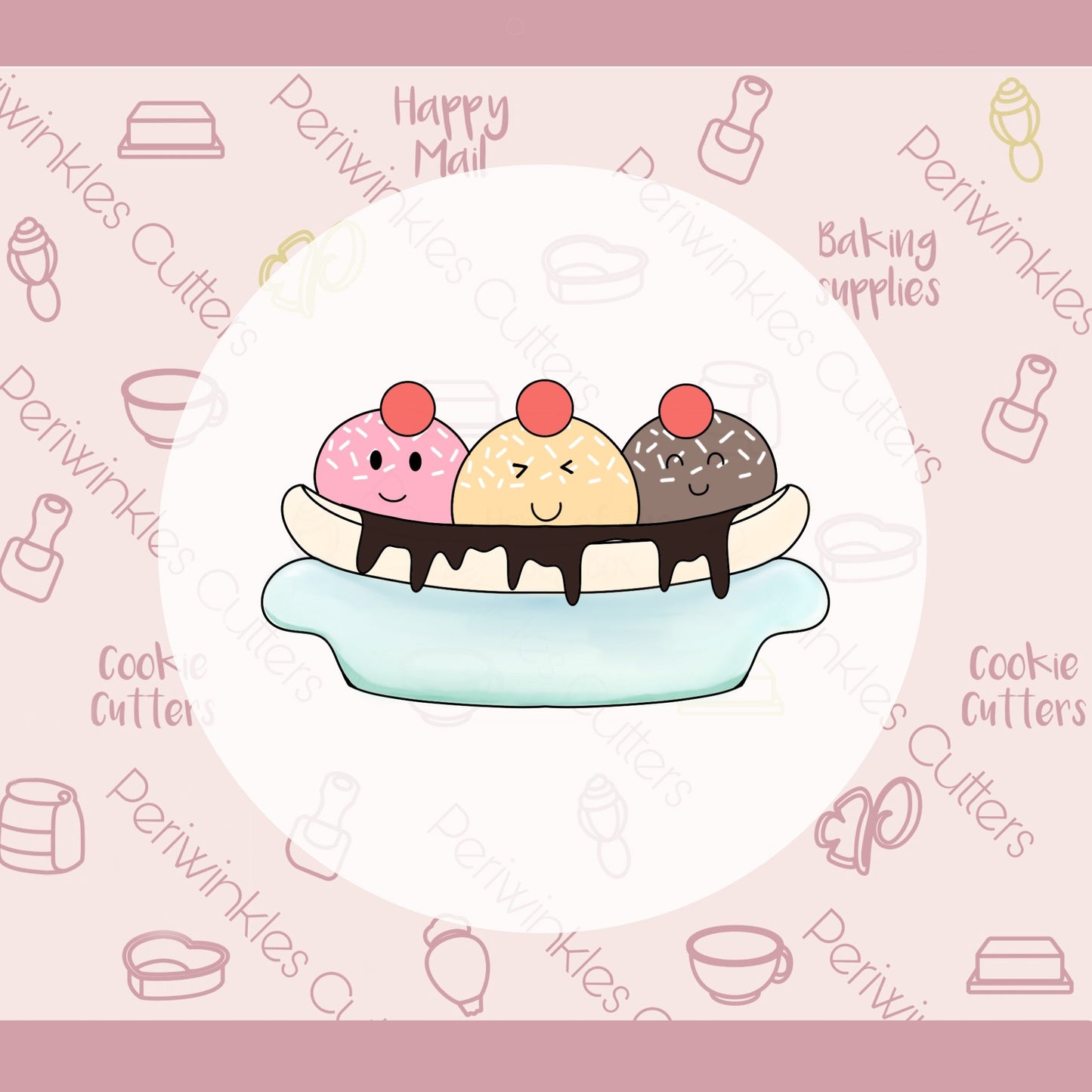 Banana Split Cookie Cutter - Periwinkles Cutters