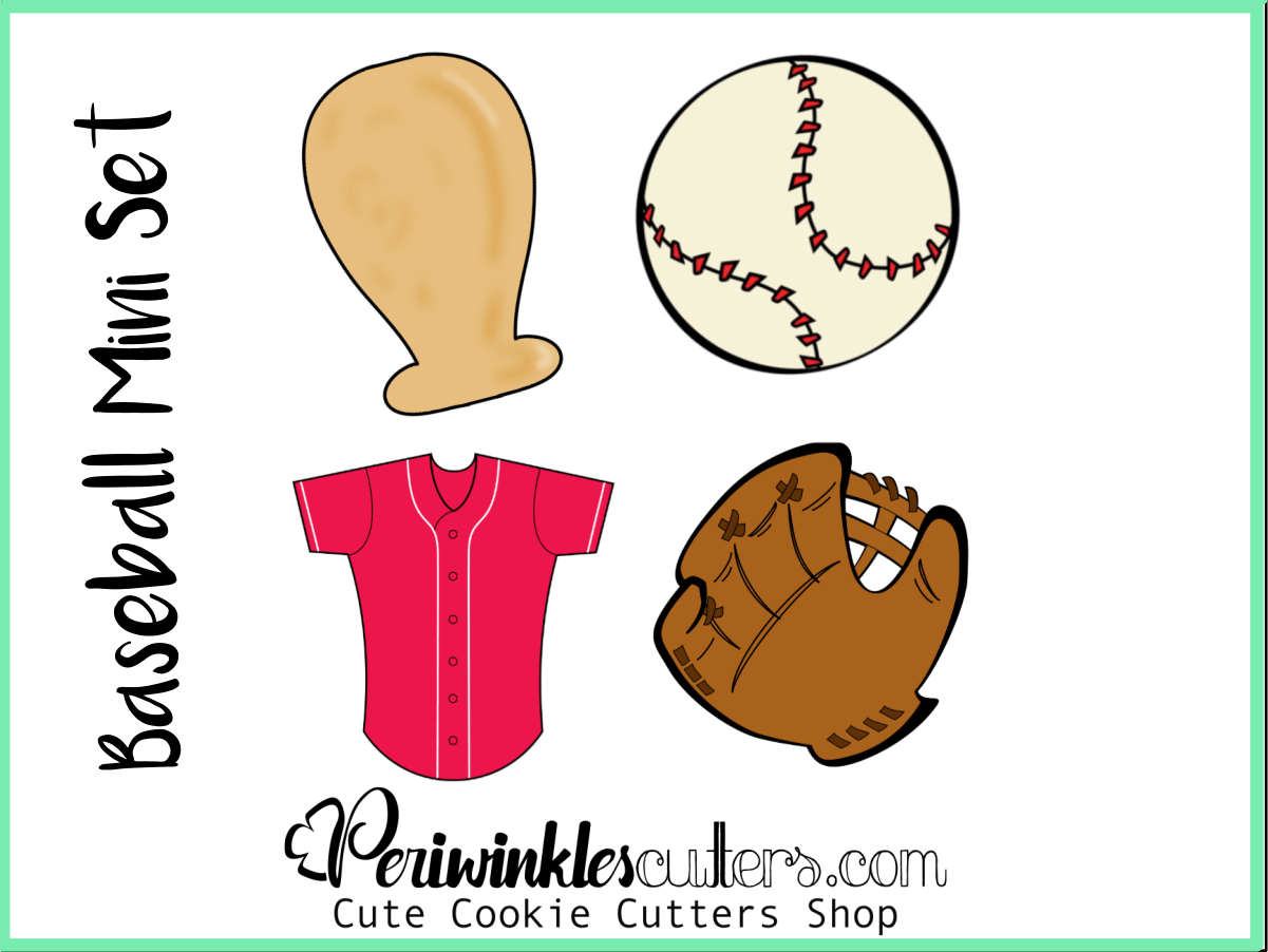 Baseball Mini Set of 4 Cookie Cutter - Periwinkles Cutters