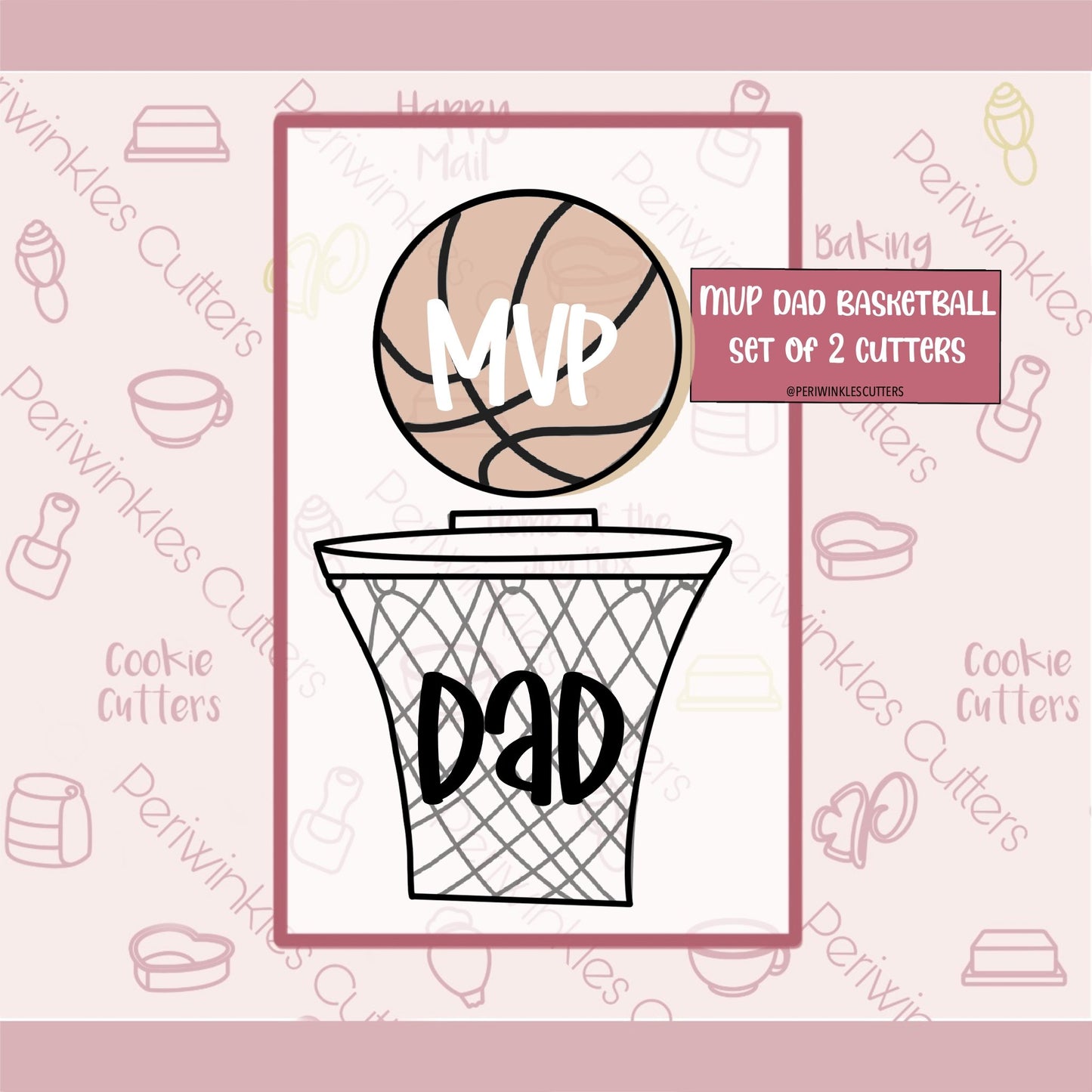 Basketball MVP Dad Set of 2 Cookie Cutter - Periwinkles Cutters