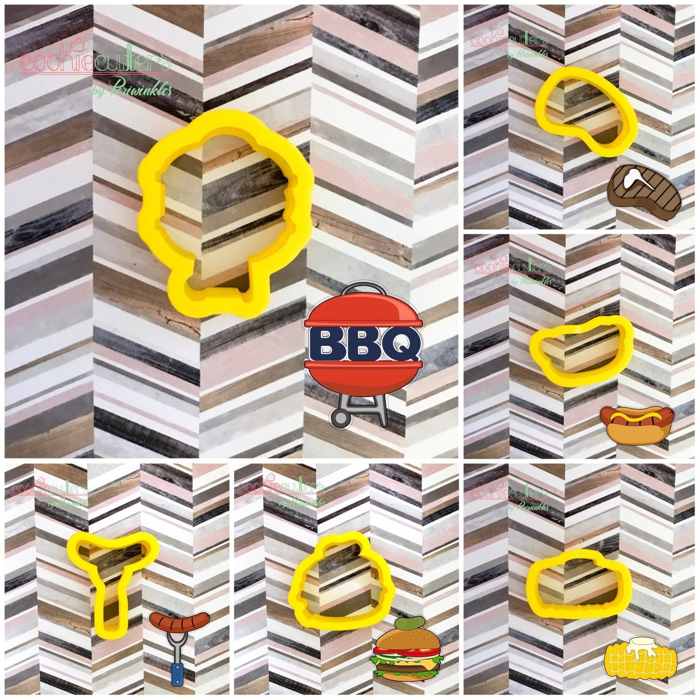 BBQ Set of 6 Cookie Cutter - Periwinkles Cutters