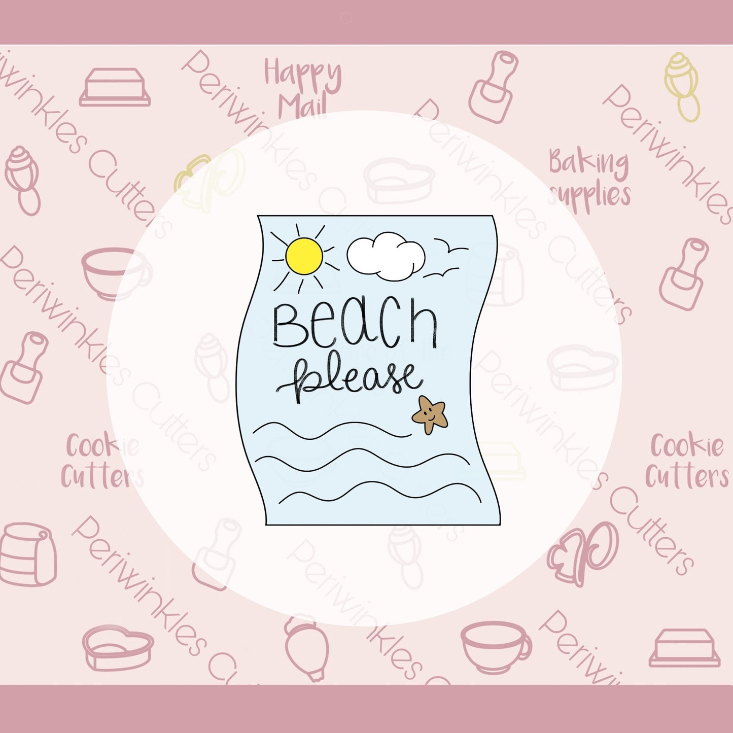 Beach Towel Cookie Cutter - Periwinkles Cutters