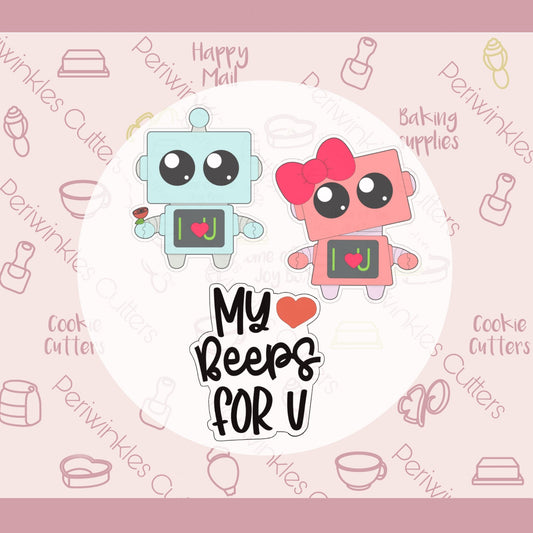 Beeps for You Set of 3 Cookie Cutter - Periwinkles Cutters