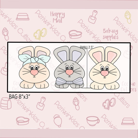 Big Ears Bunnies Set 3 Cookie Cutter - Periwinkles Cutters