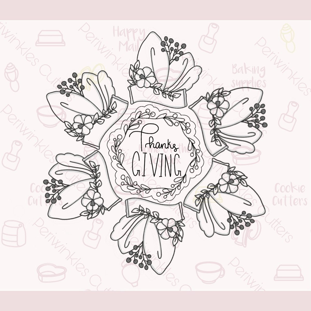 Botanical Place Card Platter Cookie Cutter - Periwinkles Cutters