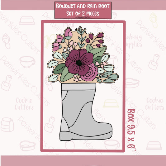 Bouquet and Rain Boot Set of 2 Cookie Cutter - Periwinkles Cutters