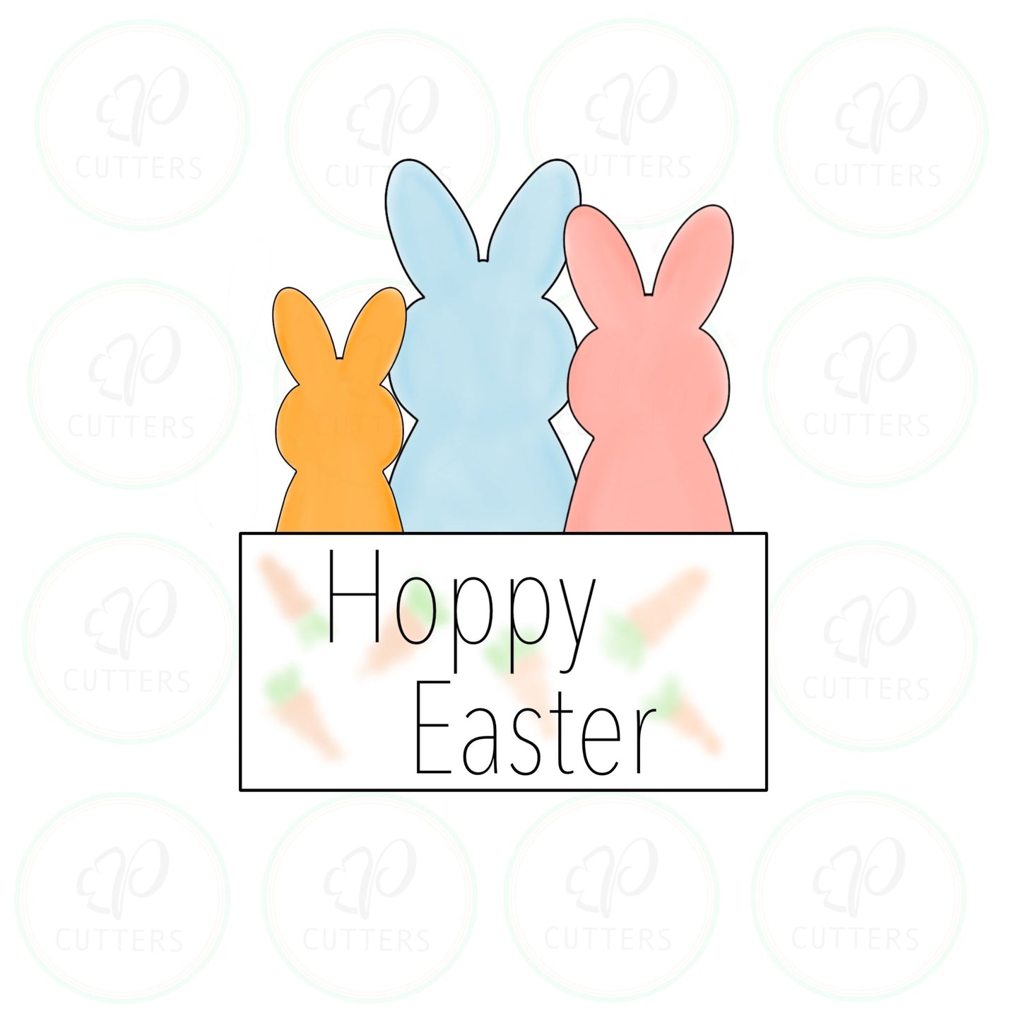 Bunnies with Plaque Cookie Cutter - Periwinkles Cutters