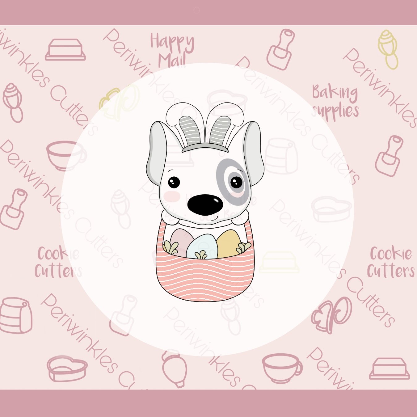 Bunny Bullseye Dog Basket Cookie Cutter - Periwinkles Cutters