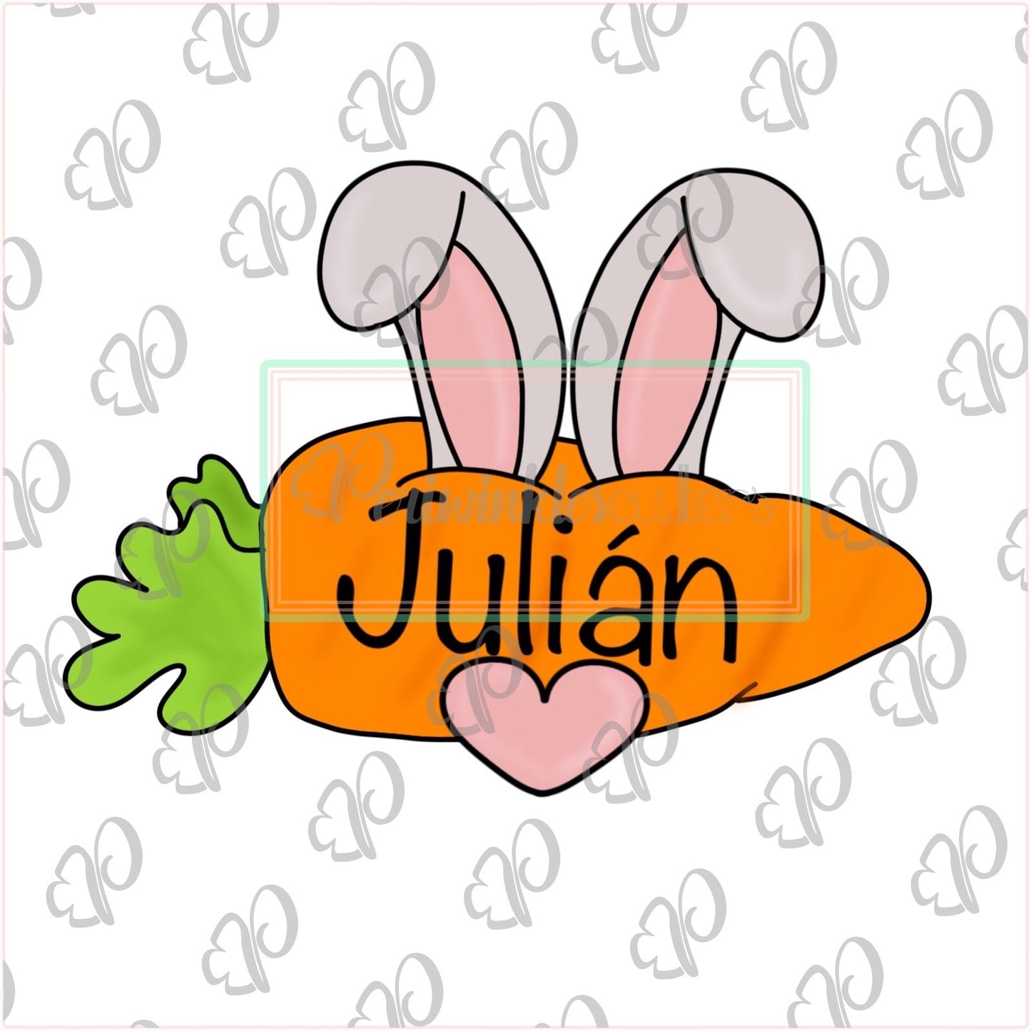 Bunny Ears Carrot Plaque Cookie Cutter - Periwinkles Cutters