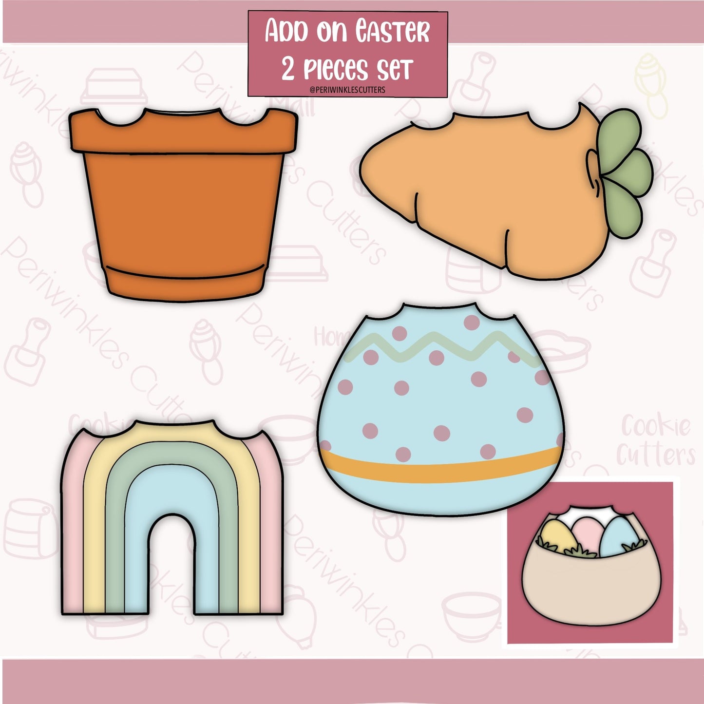 Bunny Egg Set of 2 Cookie Cutter - Periwinkles Cutters