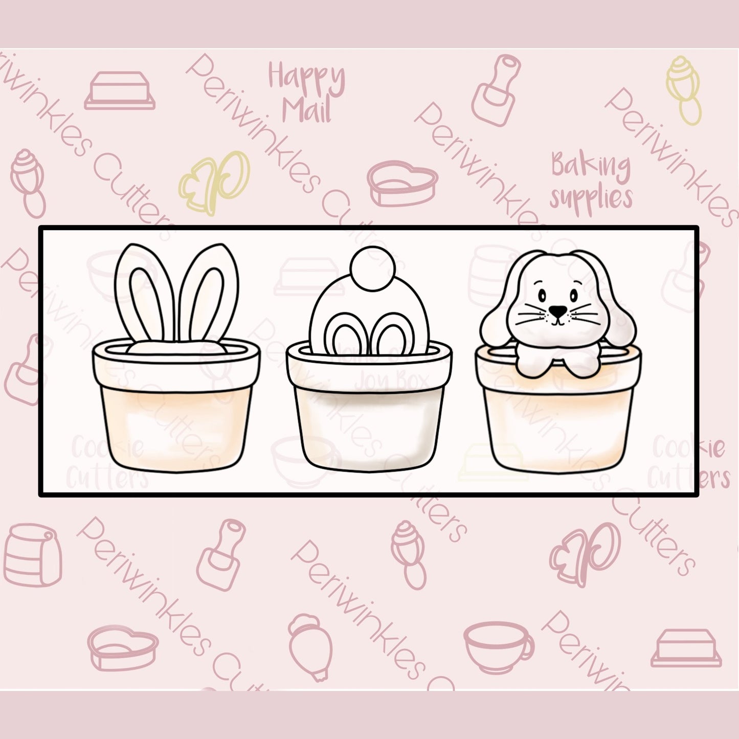 Bunny in a Pot Trio 3 Pieces Set Cookie Cutter - Periwinkles Cutters