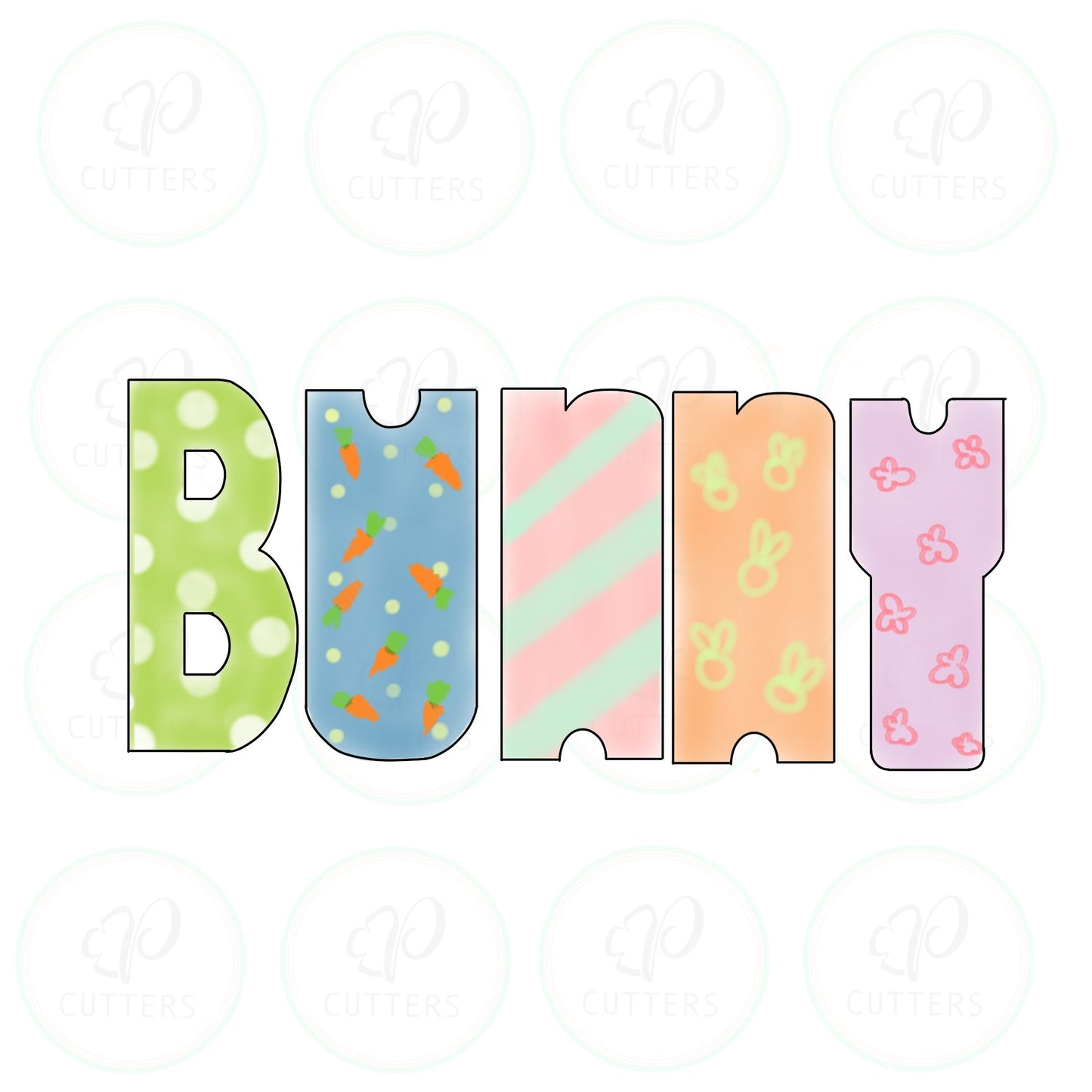 Bunny Letter Tall Cookie Cutter - Set of 4 - B-U-N-Y - Periwinkles Cutters