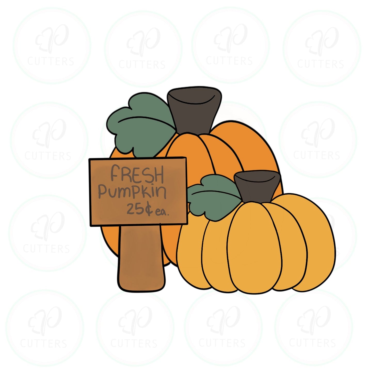 Buttercup Pumpkin Patch with Sign Cookie Cutter - Periwinkles Cutters