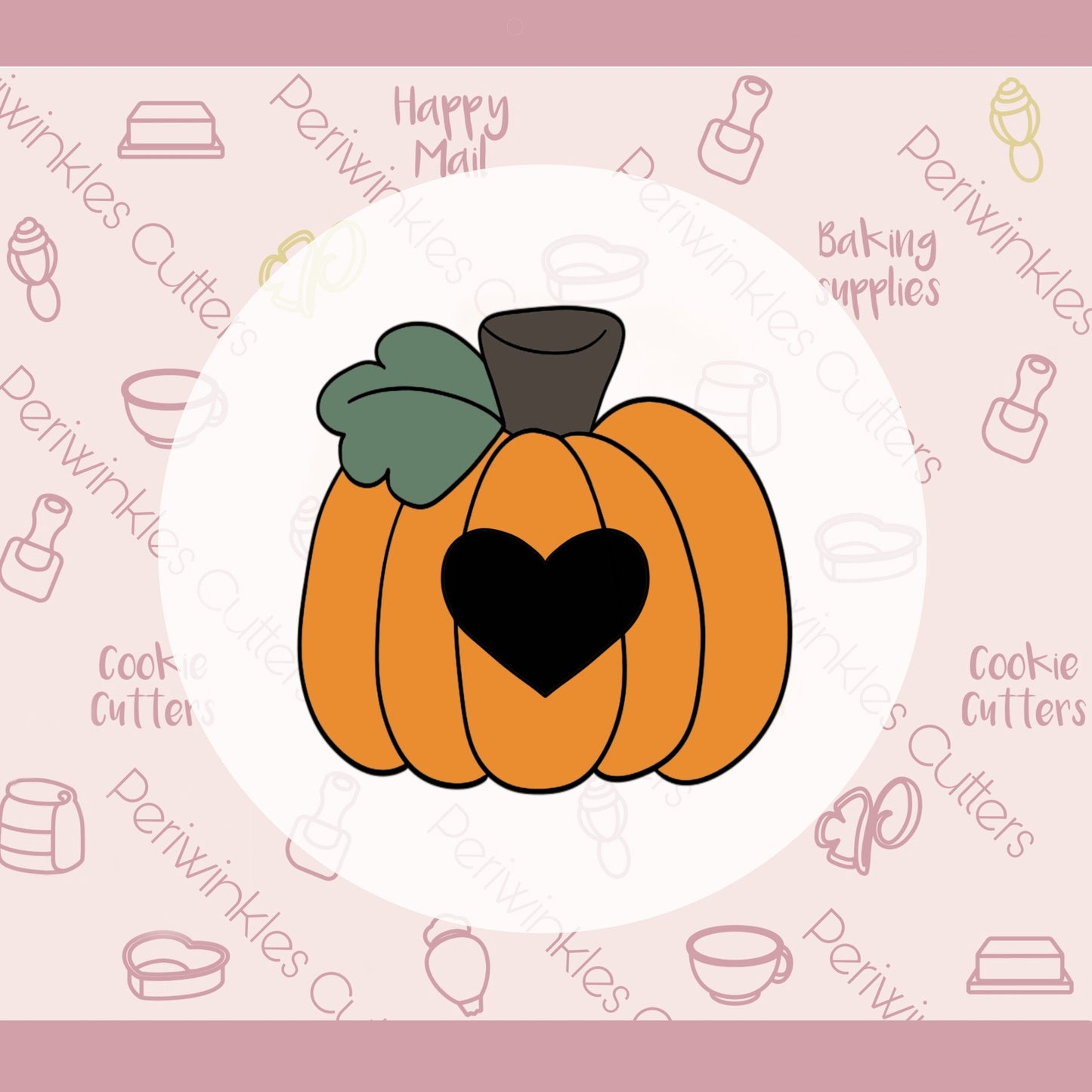 Buttercup Pumpkin with Cut Out Heart Cookie Cutter - Periwinkles Cutters