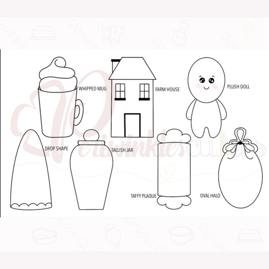 Cassie Tallish Holiday Collection Set of 7 Cookie Cutters - Periwinkles Cutters