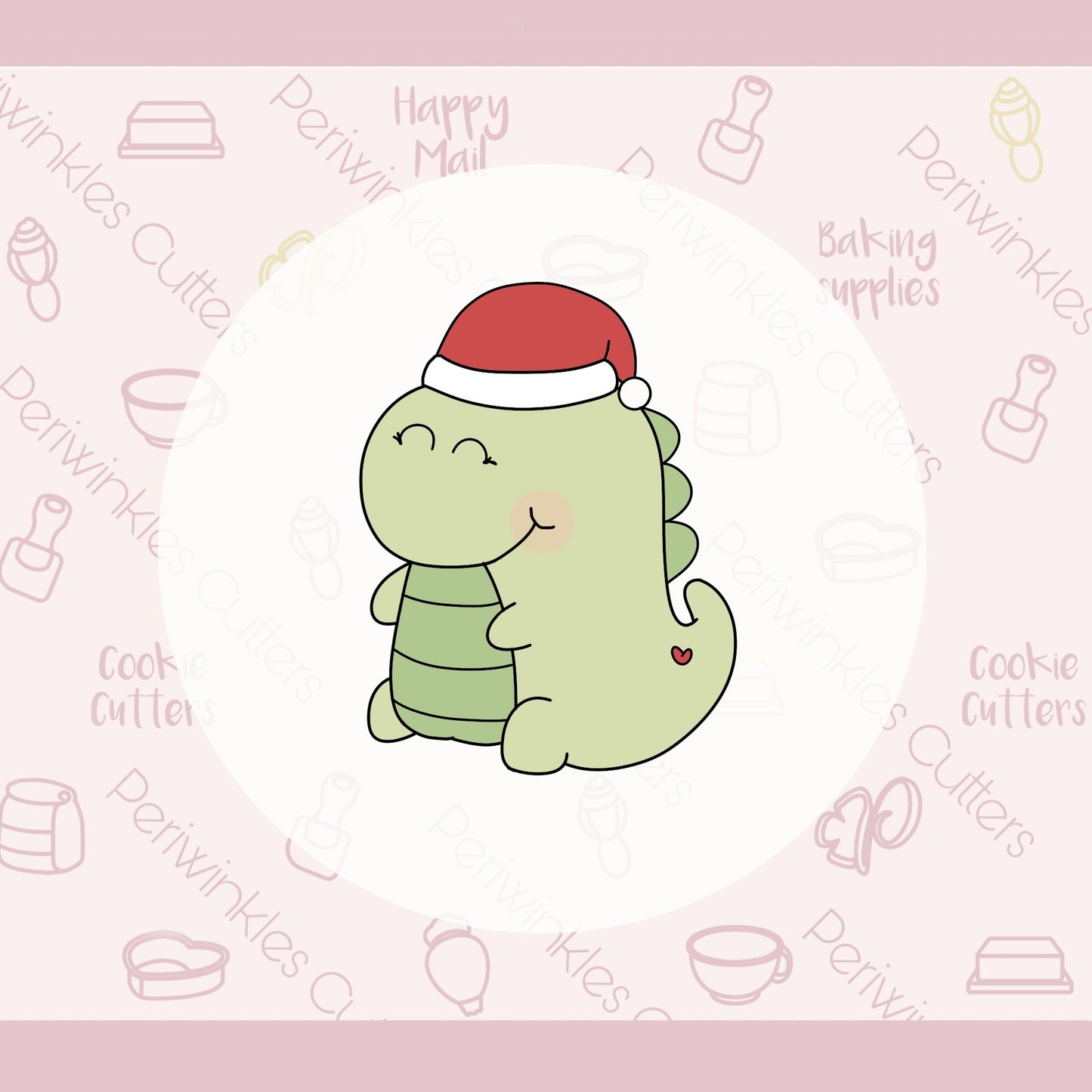 Christmas Cute Dino Cookie Cutter - Periwinkles Cutters