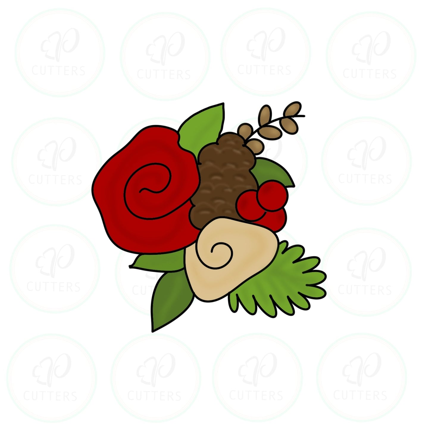 Christmas Floral Cluster 2019 Cookie Cutter - Periwinkles Cutters