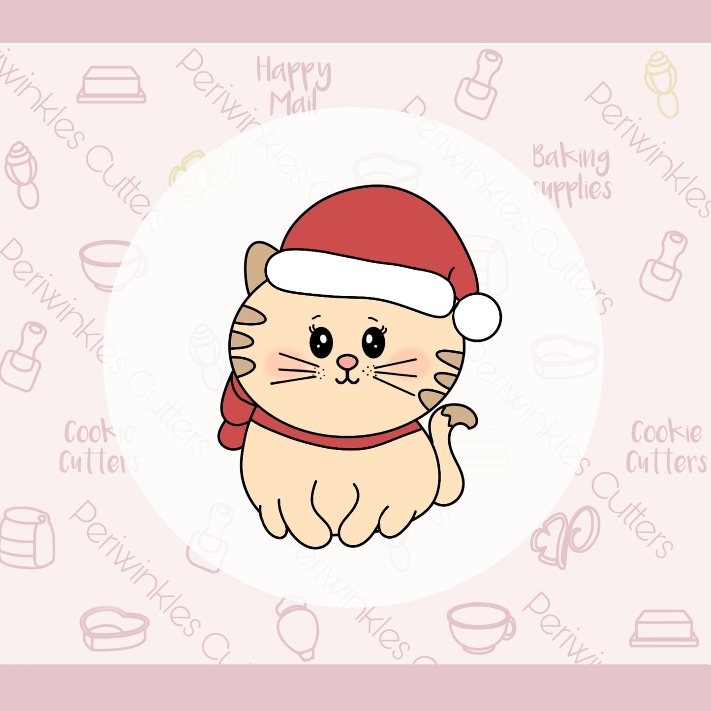 Christmas Kitty Cookie Cutter - Periwinkles Cutters
