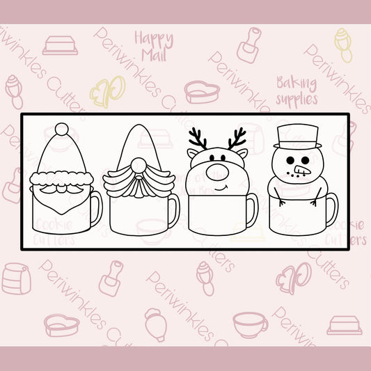 Christmas Mugs Set of 4 Cookie Cutters - Periwinkles Cutters