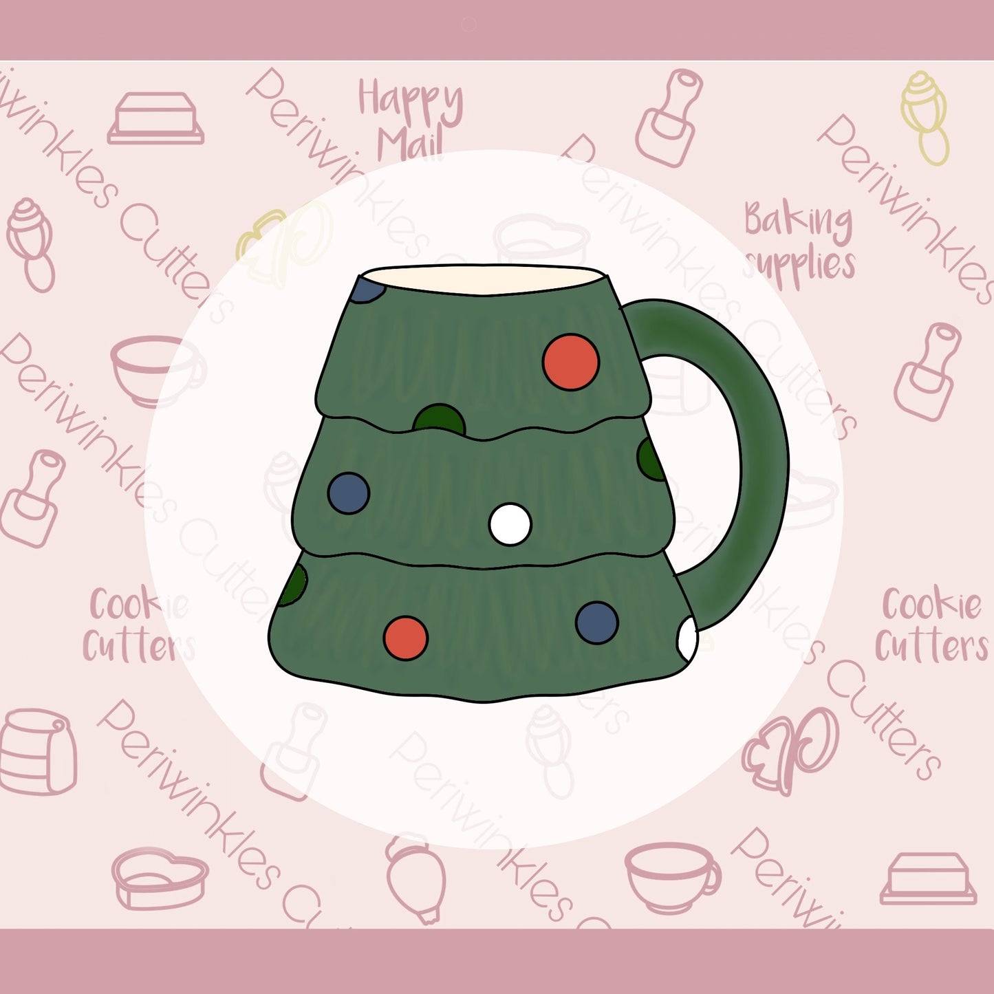 Christmas Tree Cocoa Mug Cookie Cutter - Periwinkles Cutters