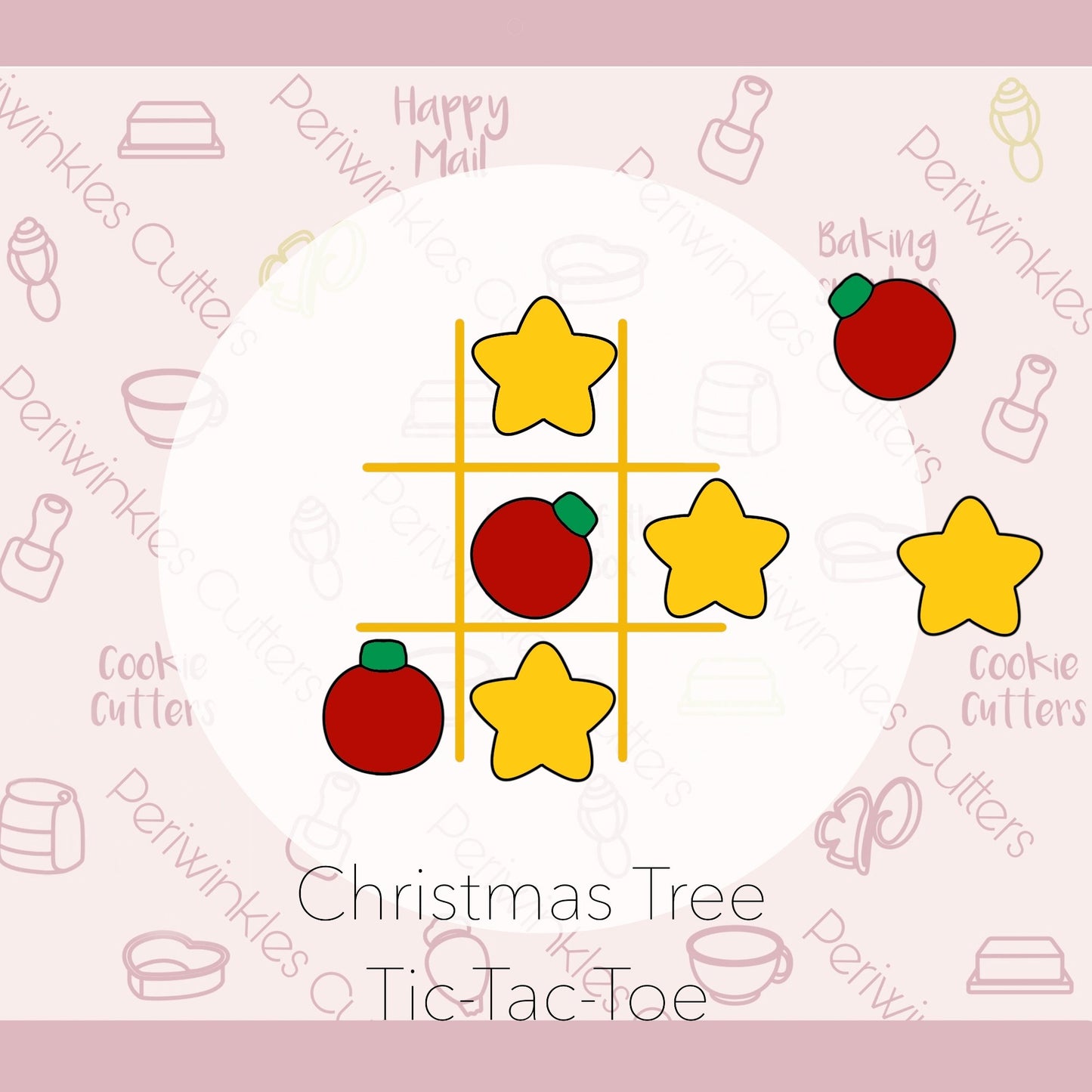 Christmas Tree Tic Tac Toe - Cookie Cutter - Periwinkles Cutters