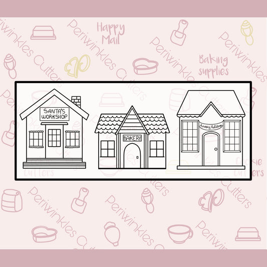 Christmas Village 3 Pieces Set Cookie Cutter - Periwinkles Cutters