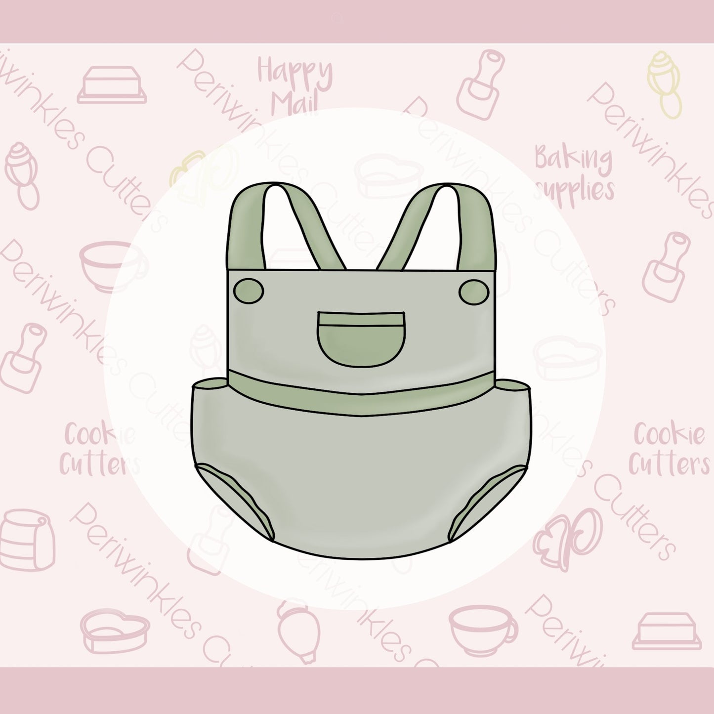 Chubby Overall Cookie Cutter - Periwinkles Cutters