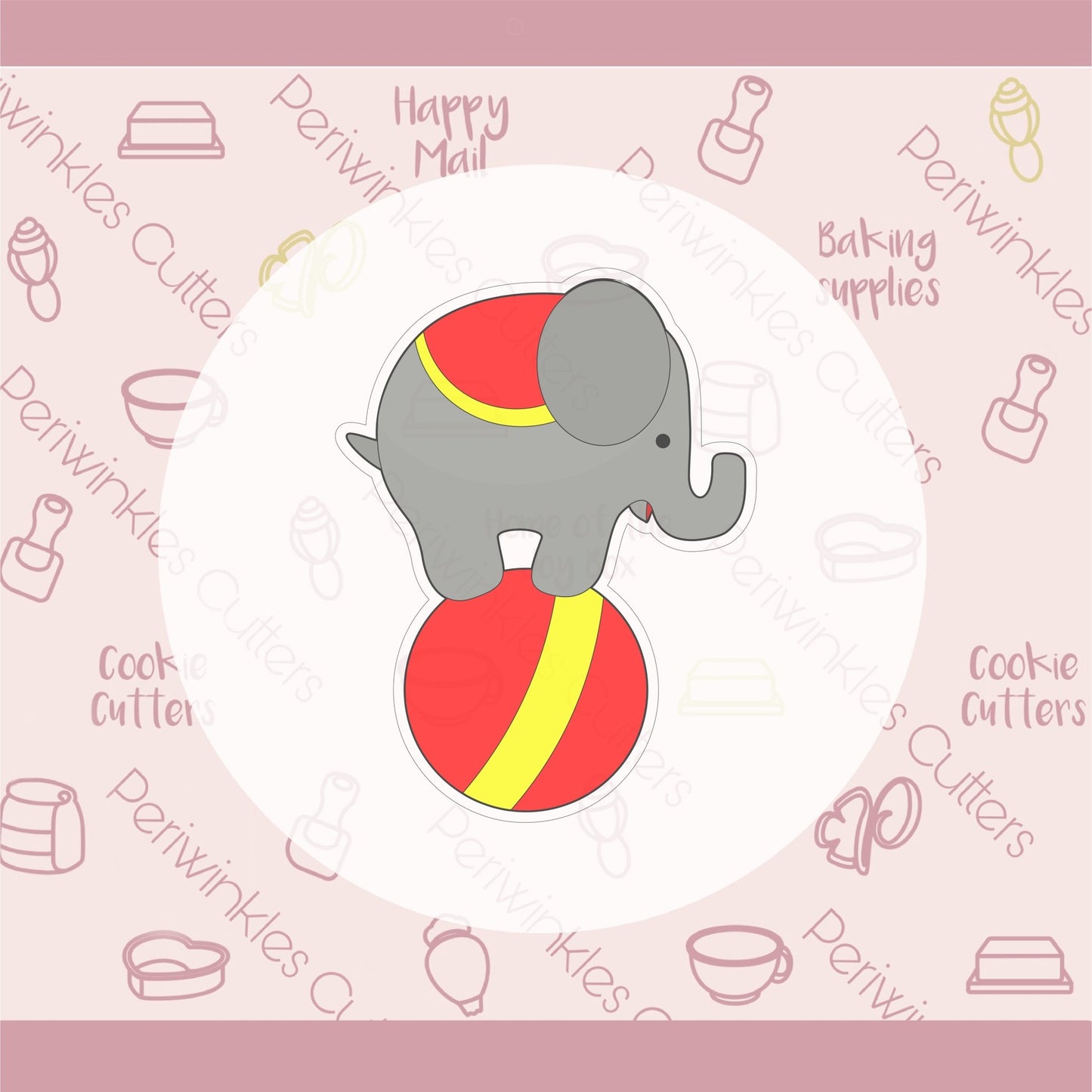 Circus Elephant on Ball Cookie Cutter - Periwinkles Cutters