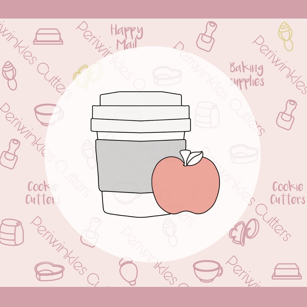 Coffee Cup with Apple Cookie Cutter - Periwinkles Cutters