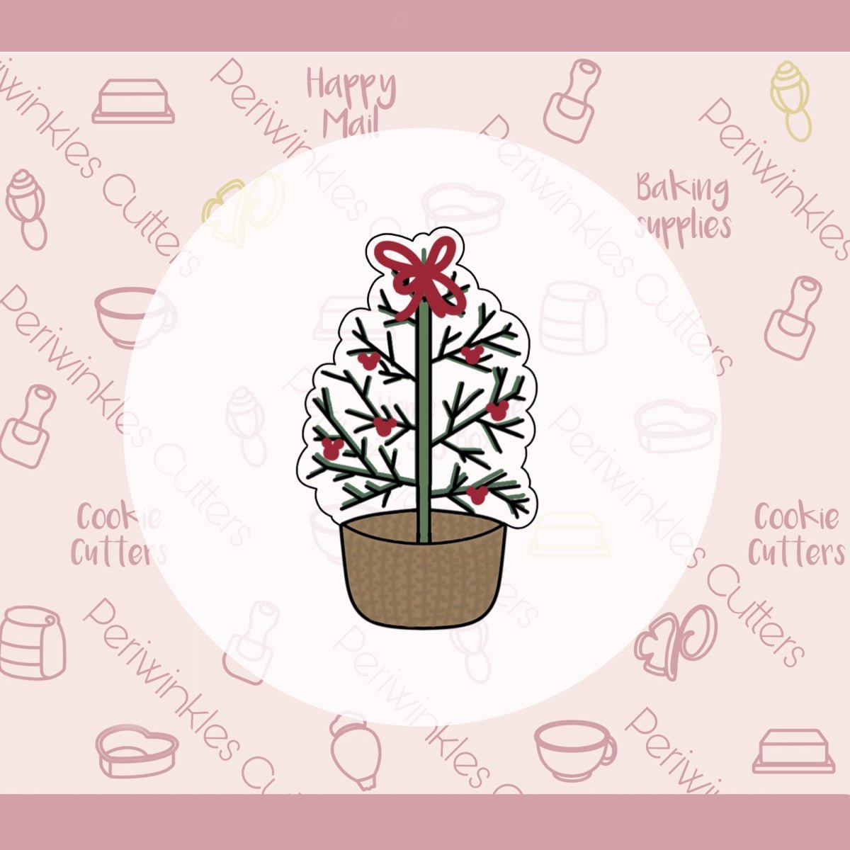 Cottage Christmas Branch Cookie Cutter - Periwinkles Cutters Cookie Cutter