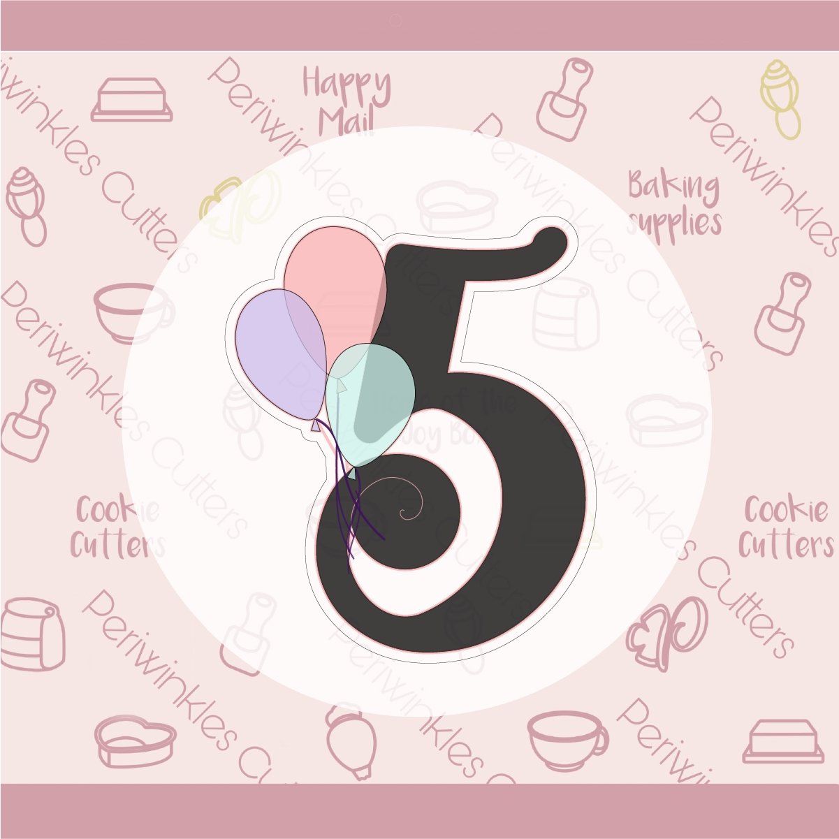 Curly Balloons Numbers Cookie Cutter - Periwinkles Cutters